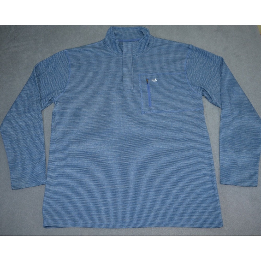 Southern Marsh Pullover Mens Large FieldTec Quarter Zip Waffle Fleece Blue